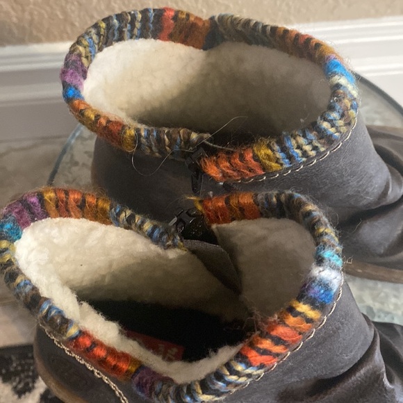 NEW Womens RIEKER Anti-stress Boots. Ankle. Sherpa colored yard cuffs 40/9 Brown - Picture 6 of 10